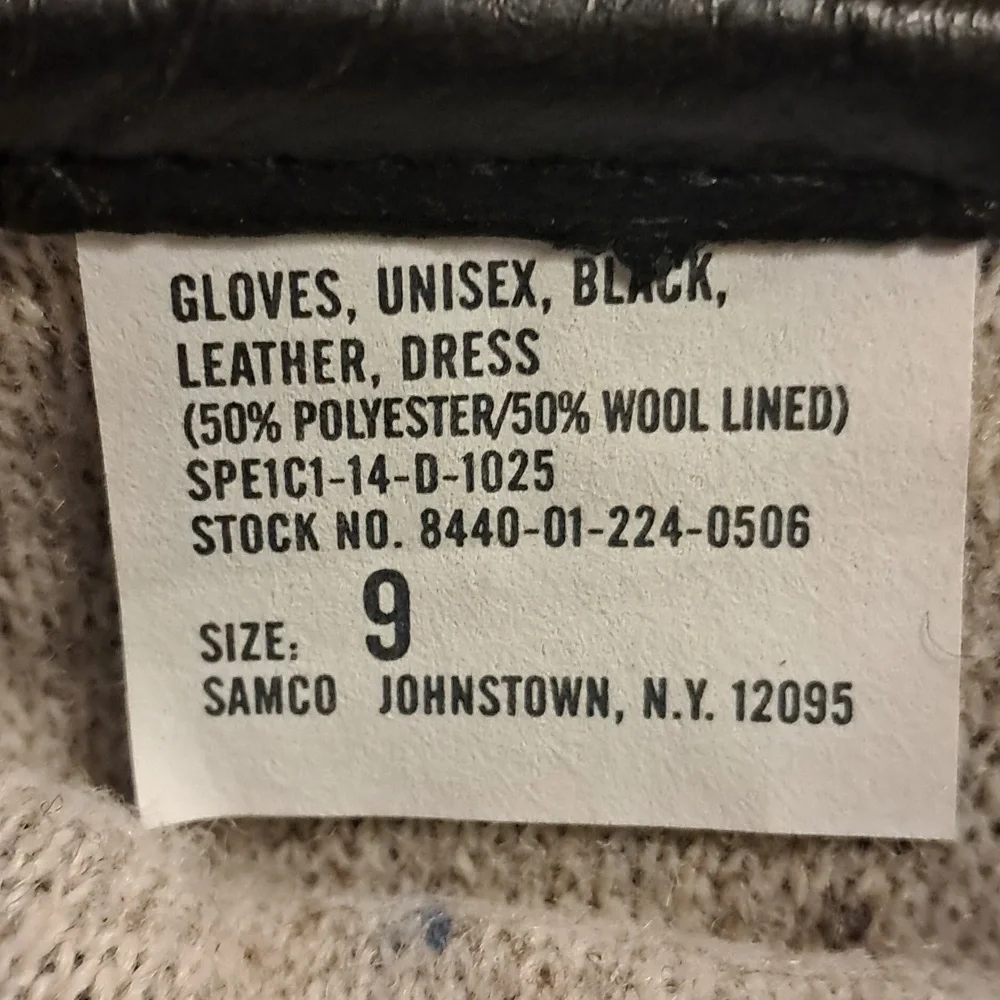 Samco Unisex Black Leather Dress Gloves Size 9